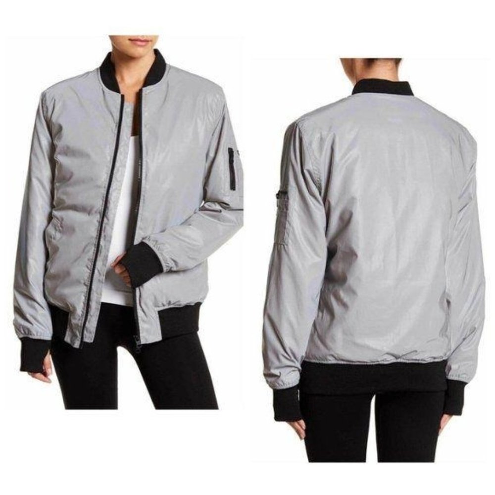 Blanc Noir Reflective Oversized Bomber Jacket